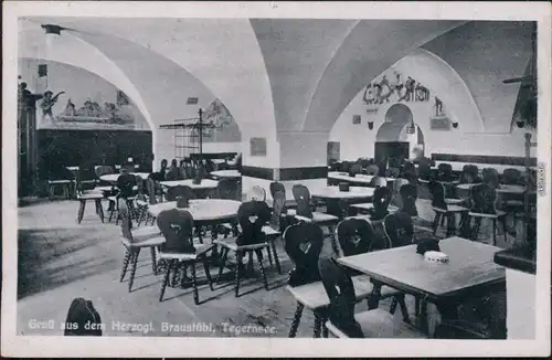 Ansichtskarte Tegernsee (Stadt) Herzogliches Braustübl - Innen 1928 