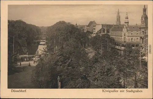 Ansichtskarte Düsseldorf Königsallee mit Stadtgraben 1922