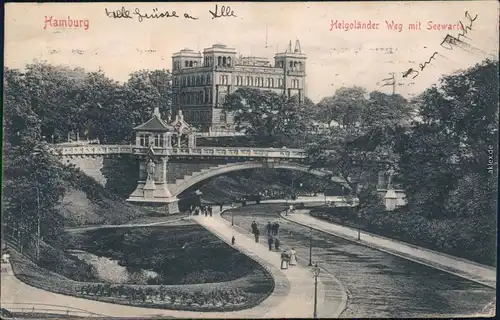 Ansichtskarte St. Pauli-Hamburg Helgoländer Weg mit Seewarte 1907