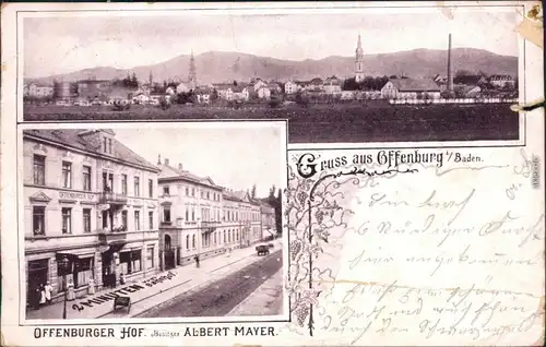 Ansichtskarte Offenburg Bild Stadt Offenburger Hof - Bahnhofstrasse 1901 