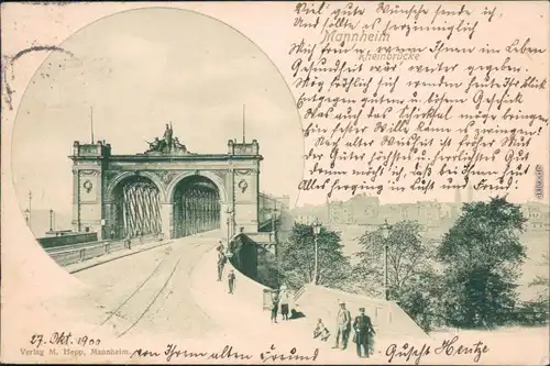 Ansichtskarte Mannheim Rheinbrücke 1900