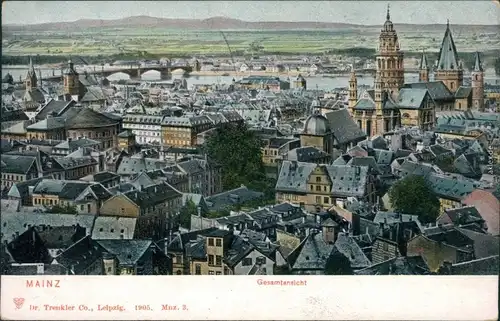 Ansichtskarte Mainz Gesamtansicht 1905 