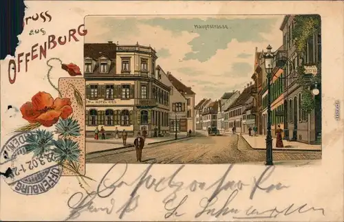 Ansichtskarte Offenburg Hauptstrasse 1902 