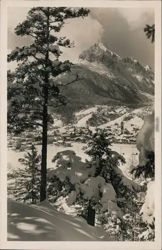 Ansichtskarte Mittenwald Stadt - Winterpartie 1936 