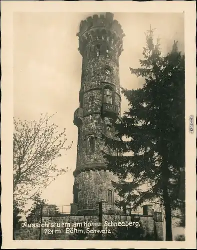 Tetschen-Bodenbach Decín Aussichtsturm am Hohen Schneeberg 1932 Privatfoto 