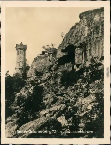 Tetschen-Bodenbach Decín Aussichtsturm am Hohen Schneeberg 1933 Privatfoto 