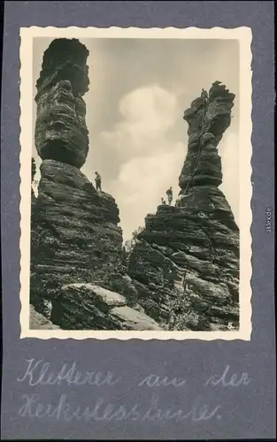  Kletterer Sächsische Schweiz an der Herkulessäule 1932 Privatfoto 