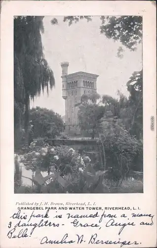 Ansichtskarte Riverhead Wasserturm - Long Island - Grangebel Park 1907