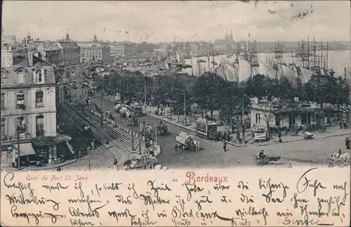 CPA Bordeaux Quai du Port St. Jean/Hafen 1907
