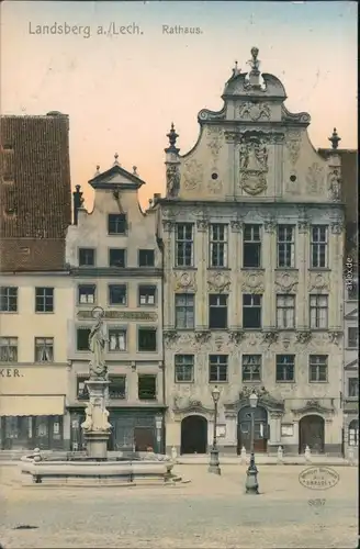 Ansichtskarte Landsberg am Lech Rathaus 1907