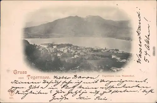 Ansichtskarte Tegernsee (Stadt) Blick auf die Stadt vom Westerhof 1897
