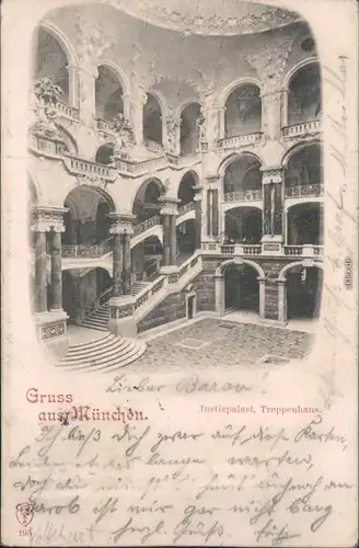 Ansichtskarte München Justizpalast - Treppenhaus 1897