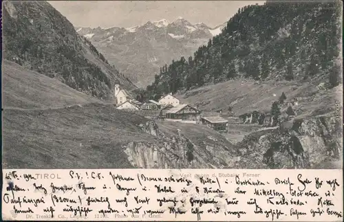 Vent-Sölden (Ötztal) Blick auf den Ort und den Stubaier Ferner 1902