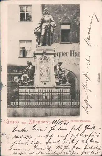 Ansichtskarte Nürnberg Martin Behaim-Denkmal 1900