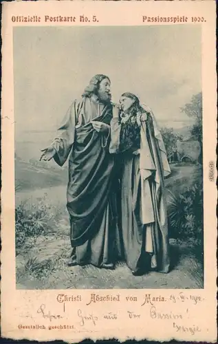 Ansichtskarte Oberammergau Passionsspiele - Christi Abschied von Maria 1900