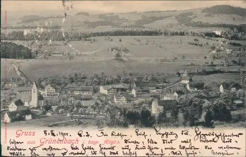 Ansichtskarte Grünenbach Blick auf den Ort 1900