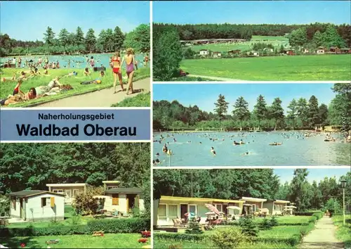 Oberau-Niederau Schwimmbecken, Wiese mit Bungalows, Schwimmbecken, Bungalows (2) 1980