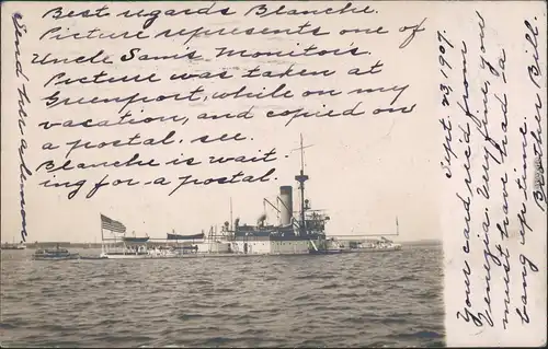 Vintage Foto Postcard   US Marineschiff, Patriotika Militaria USA 1907