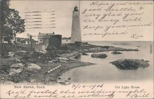 Ansichtskarte New Haven Leuchtturm - old light house 1906