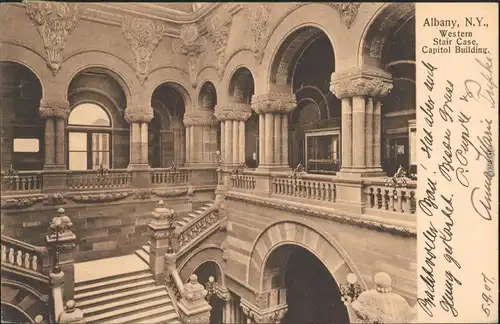 Vintage Postcard  Albany Capitol Building - westl. Treppenhaus 1907