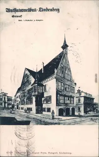 Ansichtskarte Lindenberg (Allgäu) Rathausneubau 1905