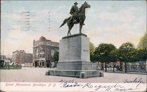 Vintage Postcard New York City Grant Monument in Brooklyn 1906