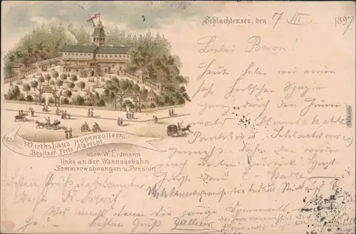 Ansichtskarte Steglitz-Berlin Wirthaus Hohenzollern - Litho 1897 