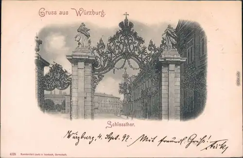 Ansichtskarte Würzburg Schloßtor - Schlos 1897 