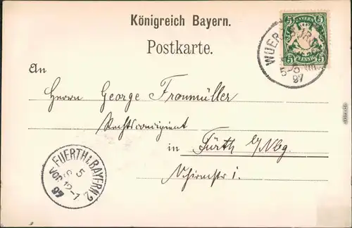 Ansichtskarte Würzburg Schloßtor - Schlos 1897 