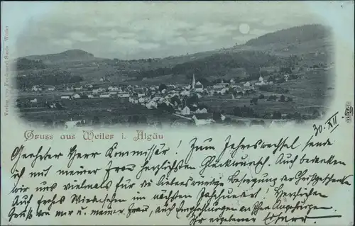 Ansichtskarte Weiler im Allgäu-Weiler-Simmerberg Blick auf die Stadt 1899