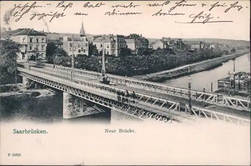 Ansichtskarte Saarbrücken Neue Brücke 1906