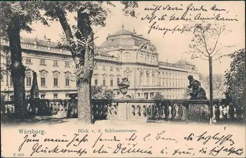Ansichtskarte Würzburg Residenzschloß von der Terrasse aus 1905