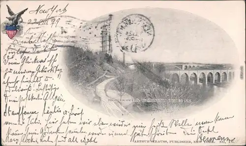 Ansichtskarte New York City High Bridge & Washington Bridge 1899