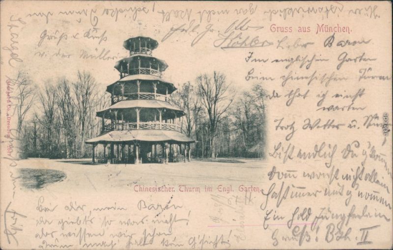 Ansichtskarte Munchen Englischer Garten Chinesischer Turm 1897