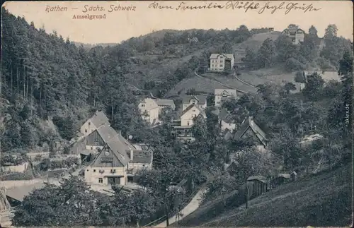 Ansichtskarte Rathewalde Amselgrund Straßenpartie Sächsische Schweiz 1910