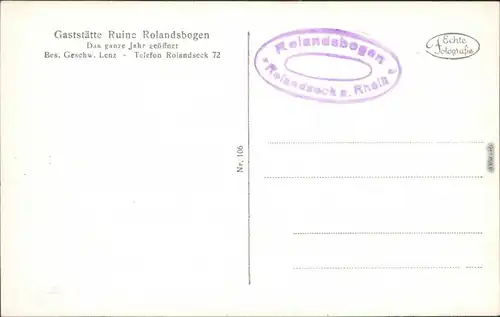 Ansichtskarte Rolandseck-Remagen Gaststätte Ruine Rolandsbogen 1930 