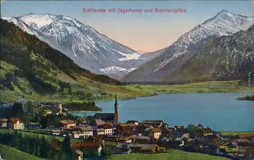 Schliersee Panorama-Ansicht mit Jägerkamp und Brecherspitze 1914