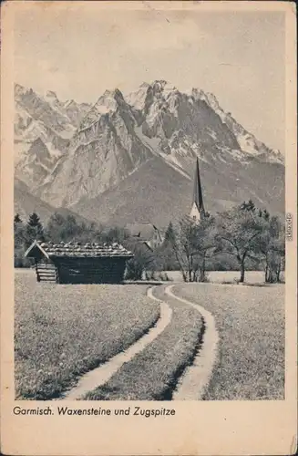 Ansichtskarte Grainau Waxenstein und Zugspitze 1932
