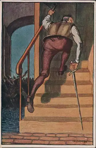 Ansichtskarte  Rette sich wer kann - Der Hias - Künstlerkarte 1915 