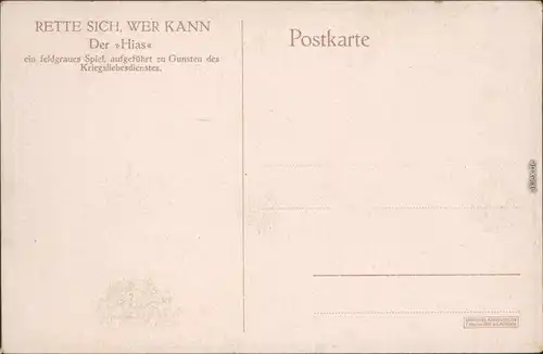 Ansichtskarte  Rette sich wer kann - Der Hias - Künstlerkarte 1915 