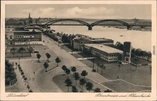 Ansichtskarte Düsseldorf Hotel Niesen, Brücke, Blick auf die Stadt 1933