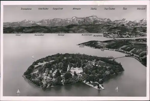 Ansichtskarte Konstanz Luftbild Insel Mainau 1932