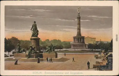 Ansichtskarte Mitte-Berlin Bismarck-Denkmal und Siegessäule 1924