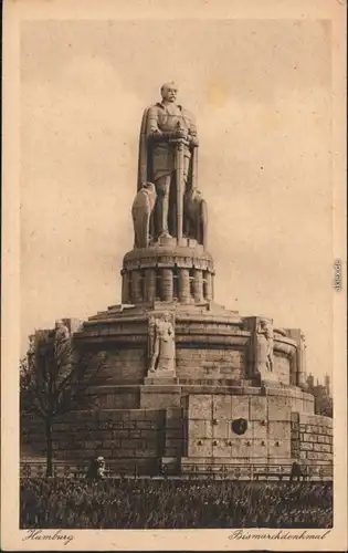 Ansichtskarte St. Pauli-Hamburg Bismarck-Denkmal 1928