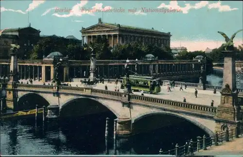 Ansichtskarte Berlin Nationalgalerie mit Friedrichsbrücke 1914