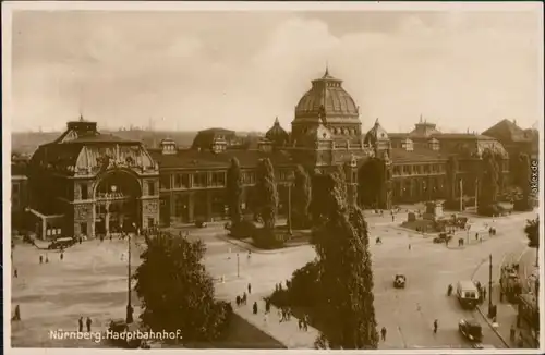 Foto Nürnberg Hauptbahnhof mit Reiterdenkmal 1934 Privatfoto