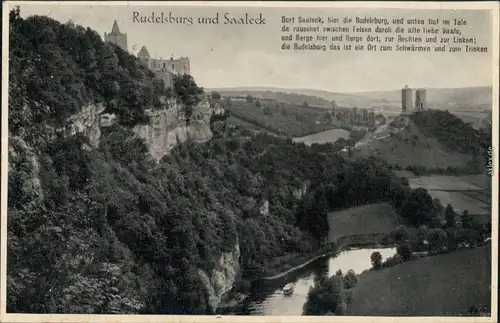Ansichtskarte Bad Kösen Rudelsburg und Burg Saaleck 1932