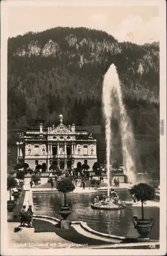 Ansichtskarte Linderhof-Ettal Schloss Linderhof mit Springbrunnen 1932