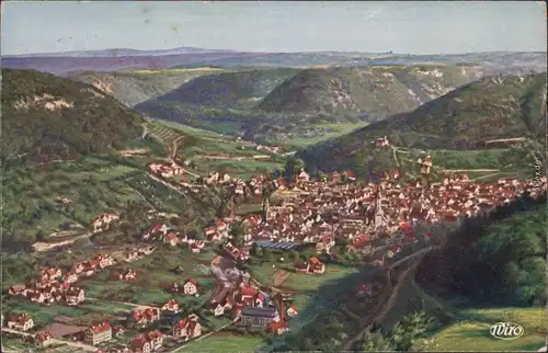 Ansichtskarte Bad Urach Künstlerkarte "WIRO" - Blick auf die Stadt 1917