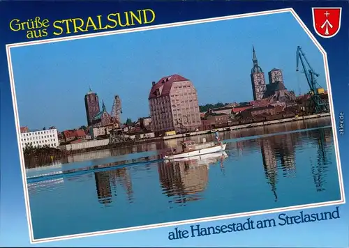 Ansichtskarte Stralsund Hafenpanorama 1995